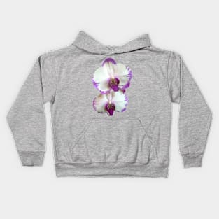 White Phalaenopsis Orchids With Purple Edges Kids Hoodie